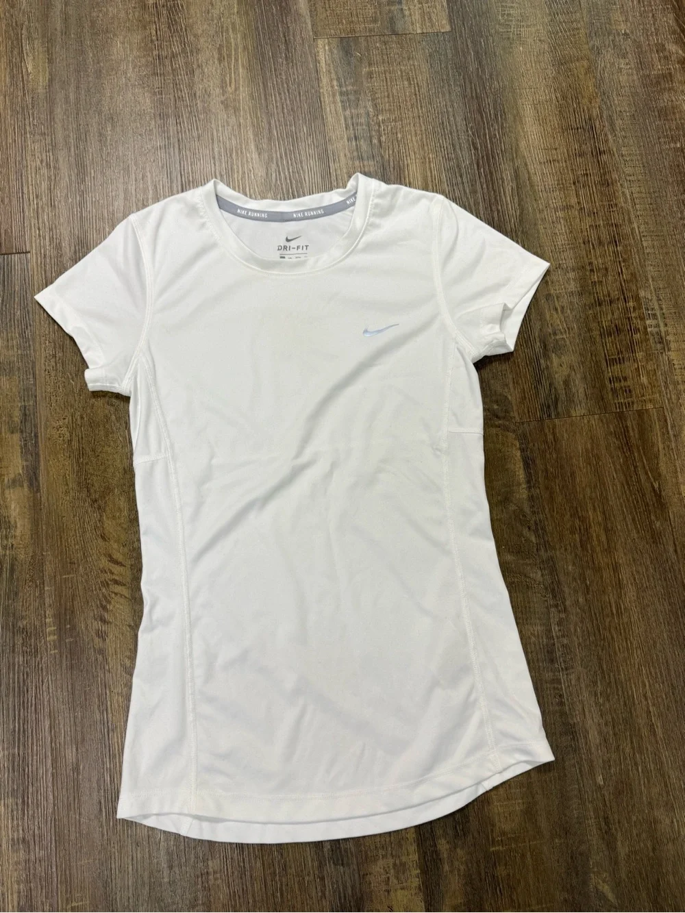 Nike White Short Sleeve Dri-FIT Running Tee with Gray Swoosh Bundle Of 2
